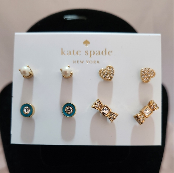 kate spade Jewelry - ♡ Kate Spade 4pc Gold Stud Earrings Set
